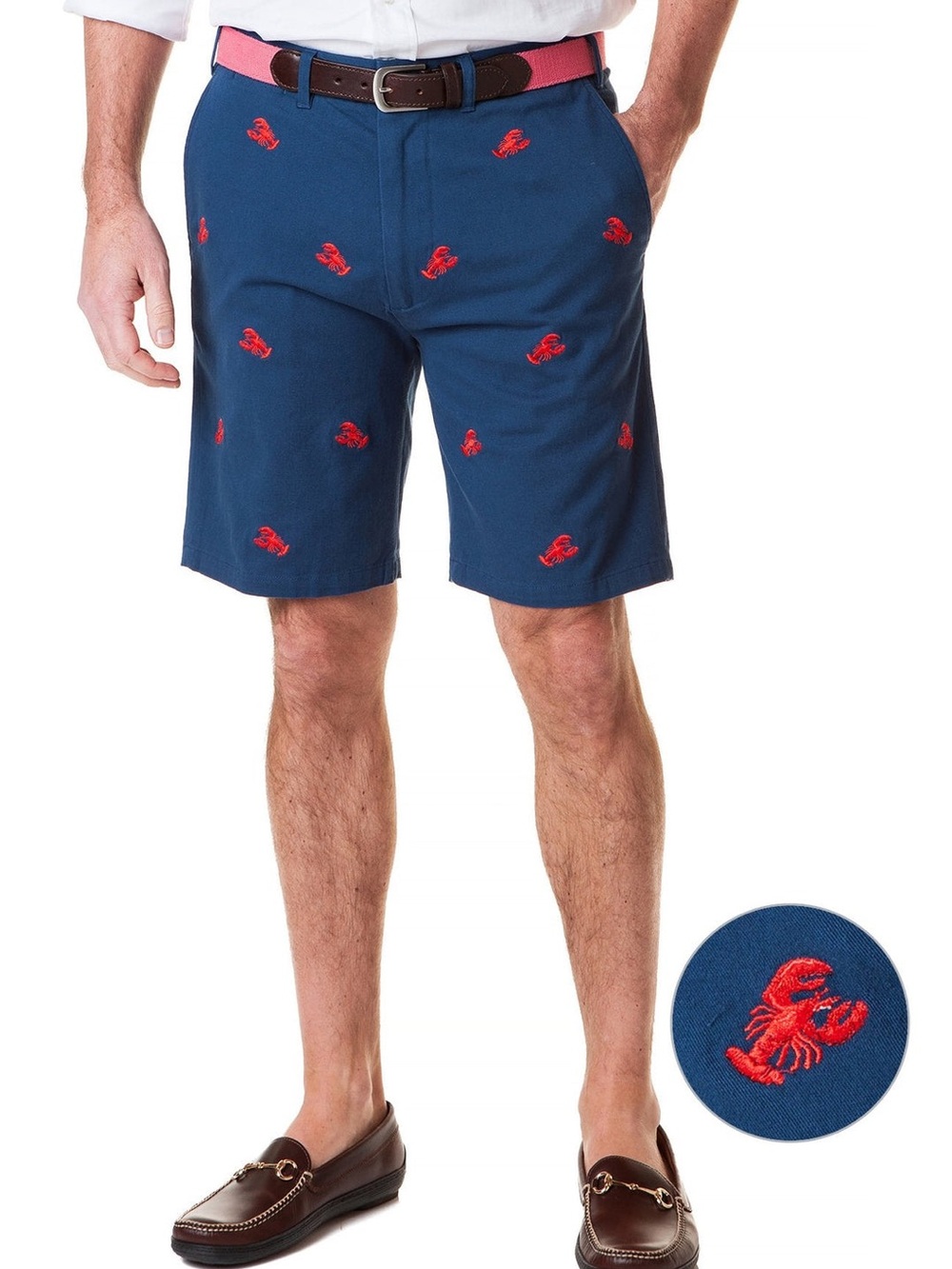 CASTAWAY Men’s Navy Cisco Shorts with Red Lobster Embroidery